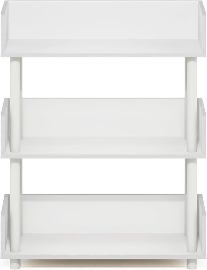 Furinno Turn-N-Tube 3-Tier Freestanding Multipurposes Display Rack, Bookshelf, White/White-NeatNest