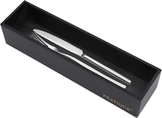 Bamboo Drawer Organizer - Kitchen Utensil Organizer Silverware Tray Cutlery Holder，Office Desk Supplies and Accessories,12 * 3 * 2.6inch,Black-NeatNest