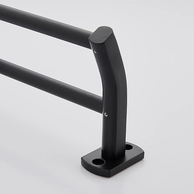 Black Double Towel Bar, Hand Towel Rack for Bathroom Wall Mounted Towel Hanger, Matte Black Bath Towel Rod,12 Inch
