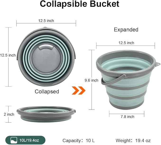 windson 10L(2.6 Gallon) Collapsible Bucket - Foldable Plastic Outdoor Bucket Space Saving, Portable Water Bucket for Cleaning, Fishing, Camping, Beach,Car Washing-NeatNest