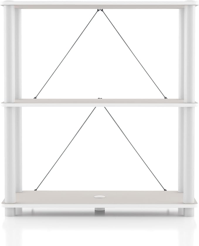HOMES: Inside + Out Apexa Modern 3-Tier Wide Shelving Units, Collectibles Display Shelves, Easy Assembly Standing Shelf, Home Storage Organizer for Living Room, Bedroom, Office, Taupe Grey
