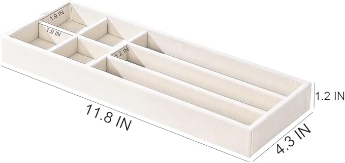 2Pcs Desk Drawer Storage Tray, Nightstand Organizer Tray, Necklace Bracelet Ring Earring Jewelry Display Tray, Grid Table Organizer Holder Tray for Sunglass, Phone, Watch, Perfume (7 grid)/Beige-NeatNest