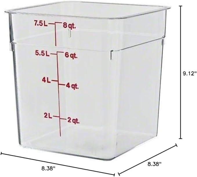 Cambro - 8SFSCW135 Camwear Polycarbonate Square Food Storage Container, 8 Quart (This does not come with a lid)-NeatNest
