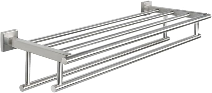 Alise Towel Rack,Towel Holder Towel Shelf with Double Towel Bars for Bathroom Lavatory,SUS 304 Stainless Steel Wall Mount Towel Hanger Storage,28 Inch Brushed Nickel,GZ8070-LS