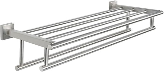 Alise Towel Rack,Towel Holder Towel Shelf with Double Towel Bars for Bathroom Lavatory,SUS 304 Stainless Steel Wall Mount Towel Hanger Storage,28 Inch Brushed Nickel,GZ8070-LS