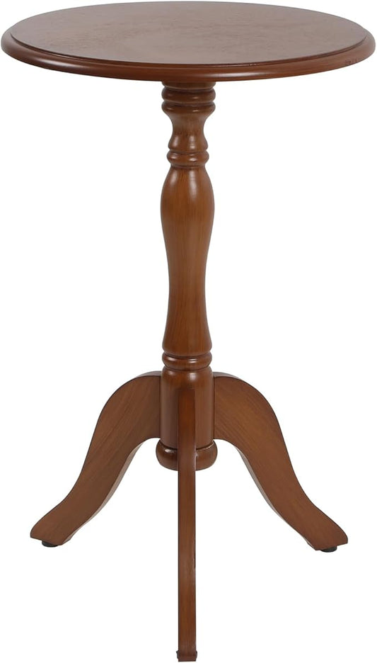 HLR Round Small End Table, Wooden Pedestal Side Coffee Tables, Vintage Accent Nightstand for Living Room, Bedroom, Entryway (1, Walnut)