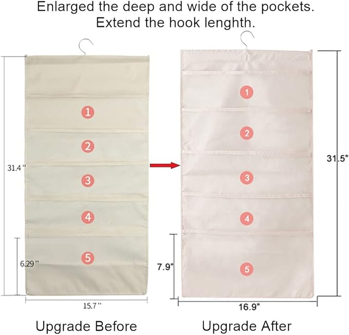Enlarged Closet Hanging Bra Organizer with Rotating Metal Hanger, Dual Sided Wall Shelf Wardrobe Mesh Pockets Hanging Storage Bag for Bra Socks Underwear Underpants-NeatNest