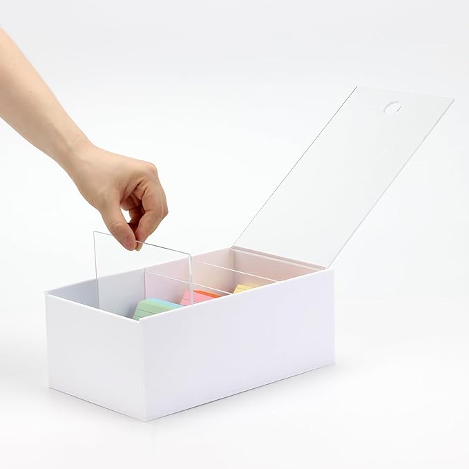 3x5'' Index Card Holder, Acrylic Business Index Card Box with Dividers, Transparent Index Card Organizer Case File Note Flash Card Storage Case, 10''W x 6''D x 4''H
