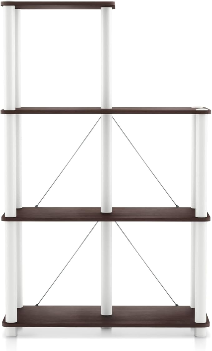 HOMES: Inside + Out Apexa Modern 5-Cube Ladder Shelving Units, Collectibles Display Shelves, Easy Assembly Standing Shelf, Home Storage Organizer for Living Room, Bedroom, Office, Espresso