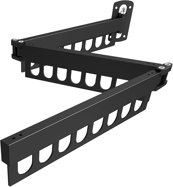 Clothes Drying Rack Carbon Steel Laundry Drying Rack Collapsible Black Wall Mounted Clothes Rack Clothes Hanger Rack with Hooks for Drying Clothes 47 Inch