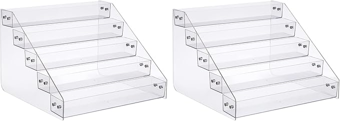 Acrylic Spice Rack, Tiered Spice Rack Shelf Seasoning Organizer for Countertop, Cabinet, Pantry, Kitchen Storage - 5 Tier, 2PCS-NeatNest