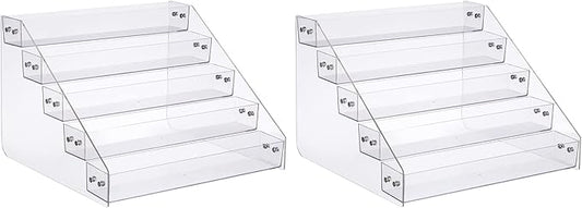 Acrylic Spice Rack, Tiered Spice Rack Shelf Seasoning Organizer for Countertop, Cabinet, Pantry, Kitchen Storage - 5 Tier, 2PCS-NeatNest