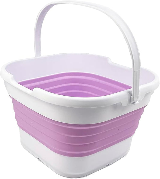 SAMMART 9.5L (2.5 Gallon) Collapsible Rectangular Handy Bucket (White/Pale Purple)-NeatNest