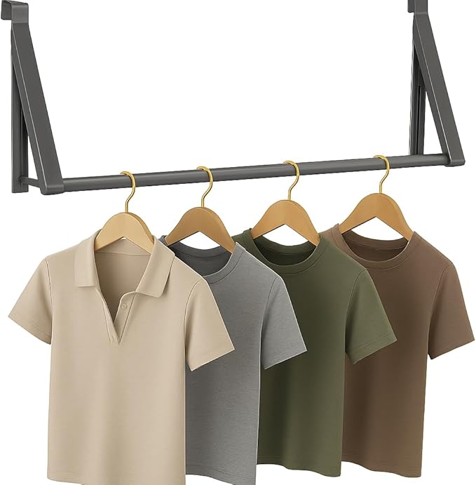 HOLDN’ STORAGE Over The Door Hanger - Foldable Rack Organizer for Hanging Clothes, Coats & Towels, Ideal for Dorm Rooms, Laundry, Bathrooms, Etc - Holds up to 35 LBs, Collapsible - Satin Nickel