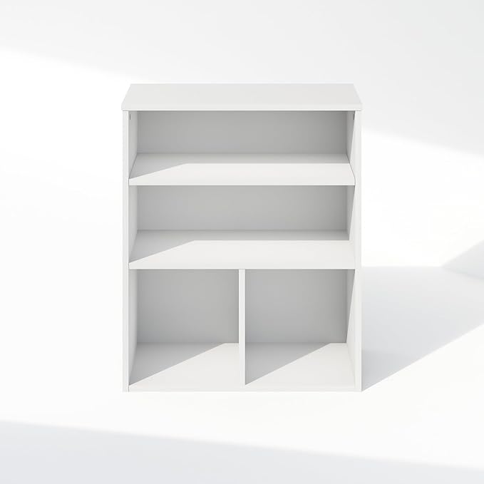 Furinno Reed 3 Tier Multipurpose Open Shelf Clothing & Closet Storage Organization, White-NeatNest
