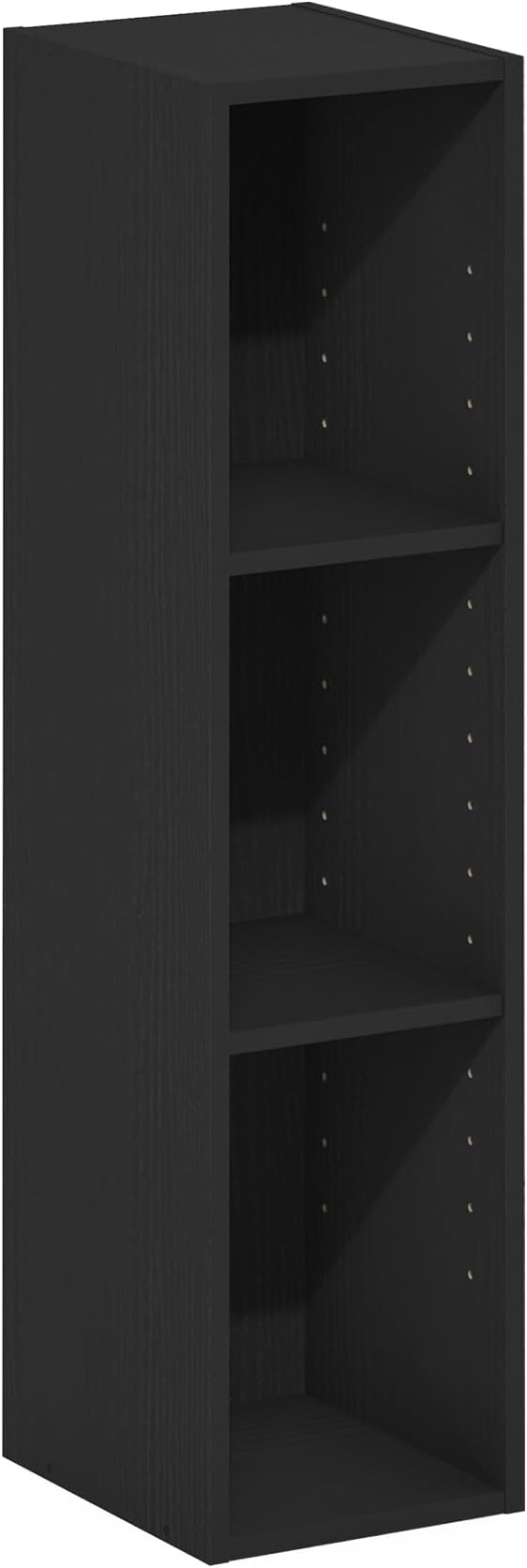Furinno Fulda 3-Tier Space Saving Storage Shelf Bookcase, 8-Inch Width, Blackwood-NeatNest