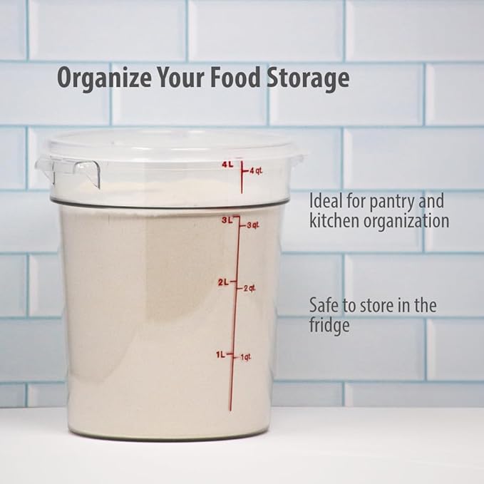 Cambro Food Storage Container with Lid (2 Pack) - Round Series - 4 QT (Quart) - Commercial Grade for Food Prep (Clear)-NeatNest