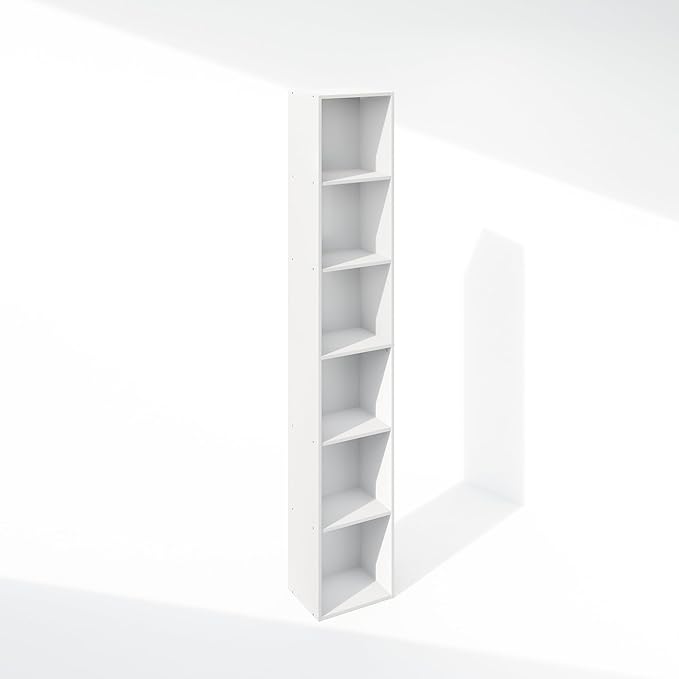 Furinno Luder 6-Tier Multipurpose Clothing & Closet Storage Organizer Shelf, White-NeatNest