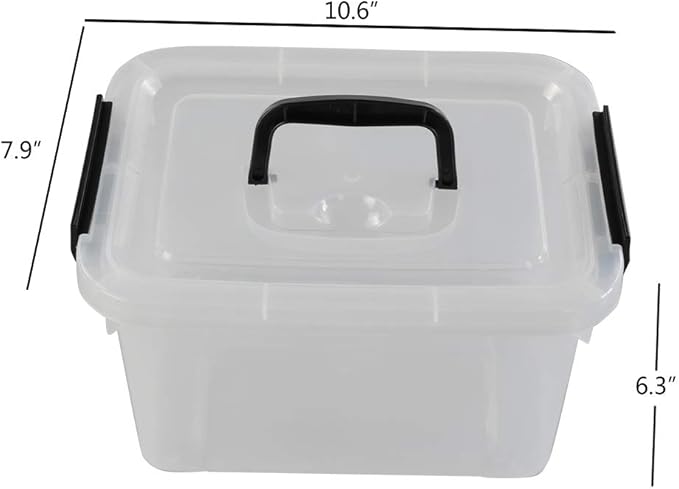 Begale 5 Quart Plastic Small Storage Container, Clear Latch Box with Latches, 4-Pack-NeatNest