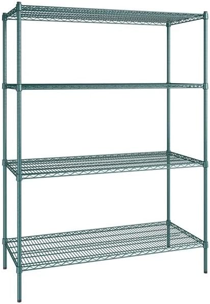 24" x 54" NSF Green Epoxy 4-Shelf Kit with 74" Posts, Heavy Duty Storage Shelving, Wire Shelving Kit, NSF Commercial Storage Rack Unit