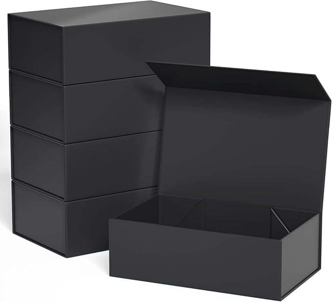 Gift Boxe 12" x 6" x 4" with Magnetic Closure Lid Gift Boxes for Presents,Bridesmaid Gifts Box,Cute Box,Birthday Gift box,Luxury for Gift Packaging, Magnetic Gift Box for Wrapping Gifts (Black/5PCS)-NeatNest