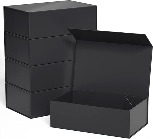 Gift Boxe 12" x 6" x 4" with Magnetic Closure Lid Gift Boxes for Presents,Bridesmaid Gifts Box,Cute Box,Birthday Gift box,Luxury for Gift Packaging, Magnetic Gift Box for Wrapping Gifts (Black/5PCS)-NeatNest