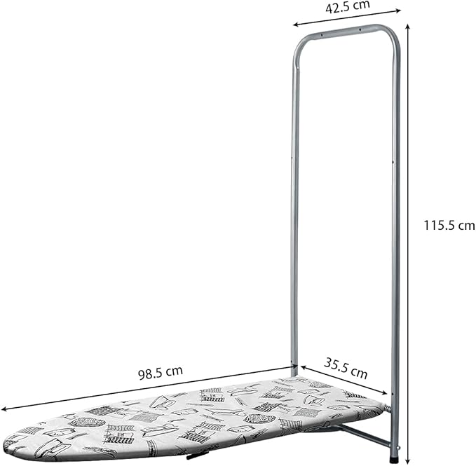 Duwee 14"x38" Wall Mounted and Door Mounted Ironing Board with Heat Resistant Cover