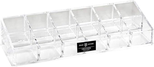Isaac Jacobs Clear Acrylic 12 Compartment Nail Polish Holder, Organizer for Makeup, Essential Oils, Storage Solution, Rack Display (2 Rows (x6))-NeatNest