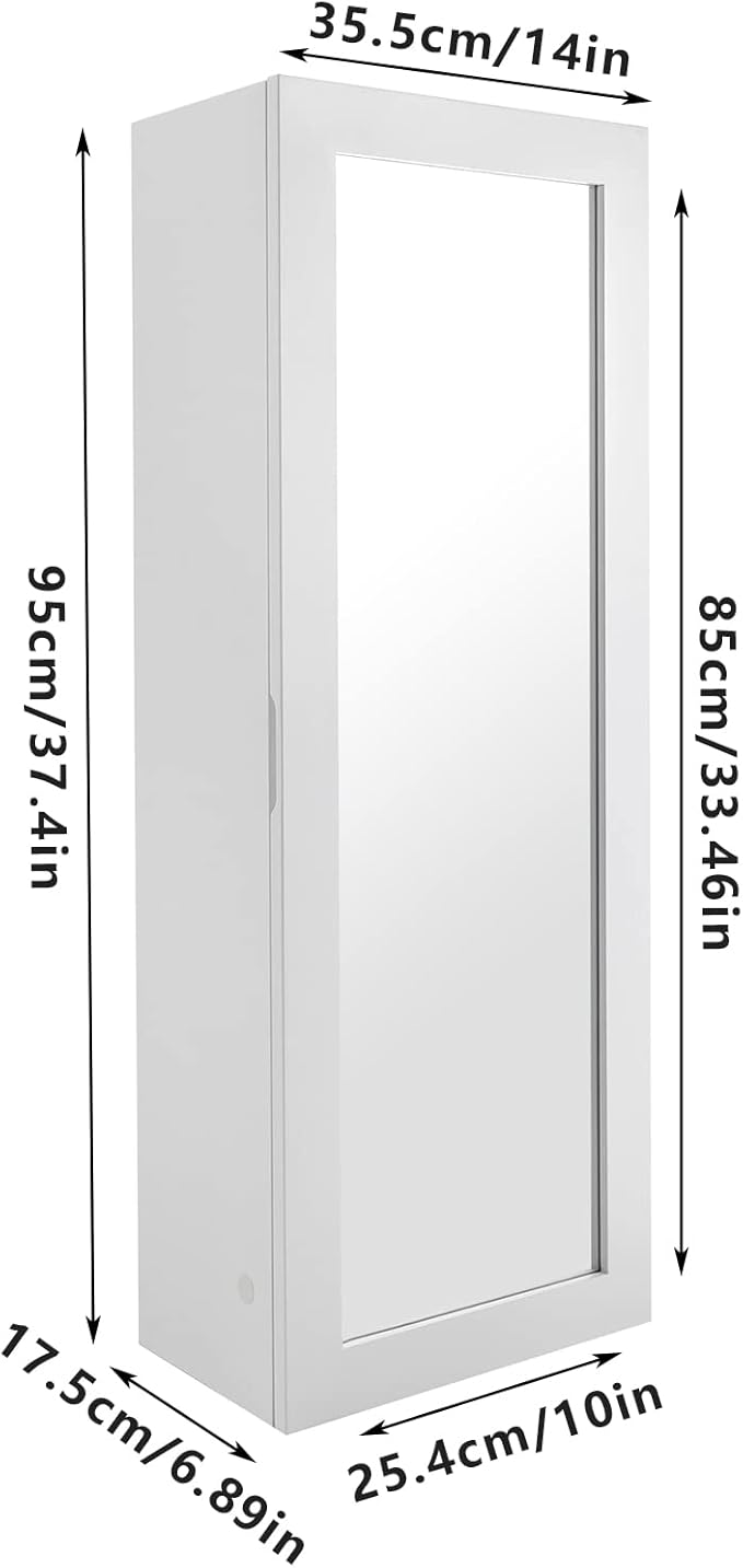 Wall-Mounted Ironing Board Cabinet, Ironing Board Holder with Mirror, Hidden Ironing Board, Ironing Board with Support Leg, Suitable for Home, Apartment