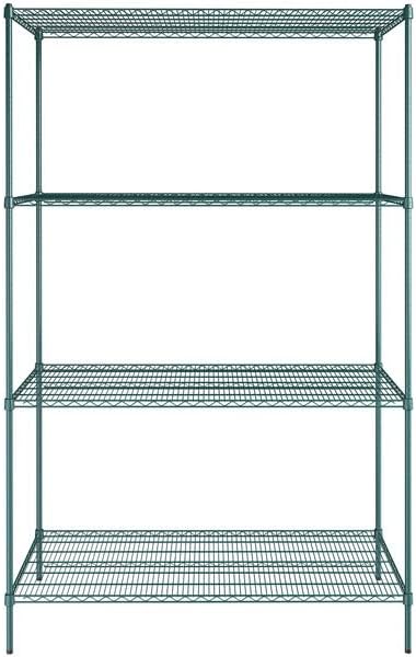 30" x 60" NSF Green Epoxy 4-Shelf Kit with 96" Posts, Heavy Duty Storage Shelving, Wire Shelving Kit, NSF Commercial Storage Rack Unit