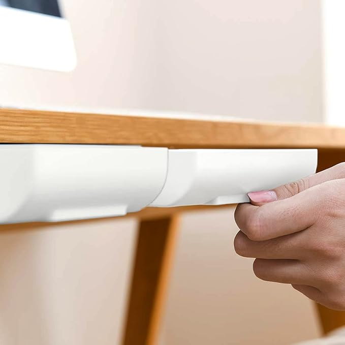 2 Packs Under Desk Drawers, Slide Out Drawer Attachment, Plastic Desk Accessories & Workspace Organizers, Self-Adhesive Hidden Desktop Pen Holder for Office School Home (White)-NeatNest