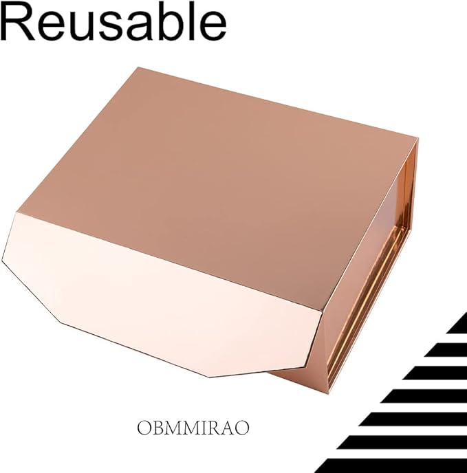 10 Small Rose Gold Gift Boxes 9.5x7x4 Inches, Magnetic Gift Box with Lid for Gift Packaging, Wholesale gift boxes for Presents, Bridesmaid Proposal Boxes (Glossy Rose Gold, 10pcs/pack)-NeatNest
