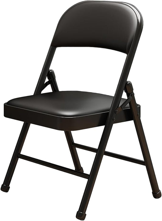 1 Pack Bulk Folding Chairs with Padded Cushion, Single Black Steel Metal Frame Foldable Chair for Indoor and Outdoor, Portable Stackable Commercial Seat for Bedroom Patio Party Event-NeatNest