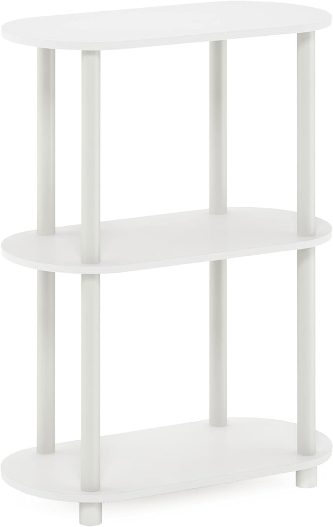 Furinno Turn-N-Tube No Tools 3-Tier Modern Oval Side Display Rack, White/Virgin White-NeatNest