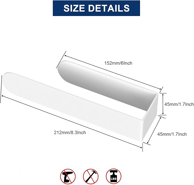 HUFEEOH Adhesive Hand Towel Holder, Kitchen Towel Rack Towel Bars Wall Mounted, Stainless Steel Bath Towel Holder for Bathroom Hotel Kitchen (8 inch, White)