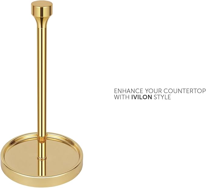 Ivilon Countertop Paper Towel Holder - Modern Bell End Minimalist Design - Color Gold Polished-NeatNest