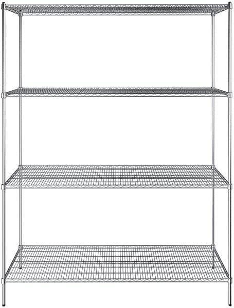 30" x 72" NSF Chrome 4-Shelf Kit with 96" Posts, Heavy Duty Storage Shelving, Wire Shelving Kit, NSF Commercial Storage Rack Unit