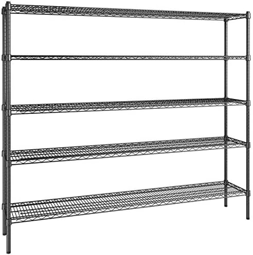 14" x 72" NSF Black Epoxy 5-Shelf Kit with 72" Posts, Commercial Storage Rack Unit, Heavy Duty Storage Shelving, Wire Shelving Kit, Adjustable Rack Strong Steel, Multipurpose Wire Shelf