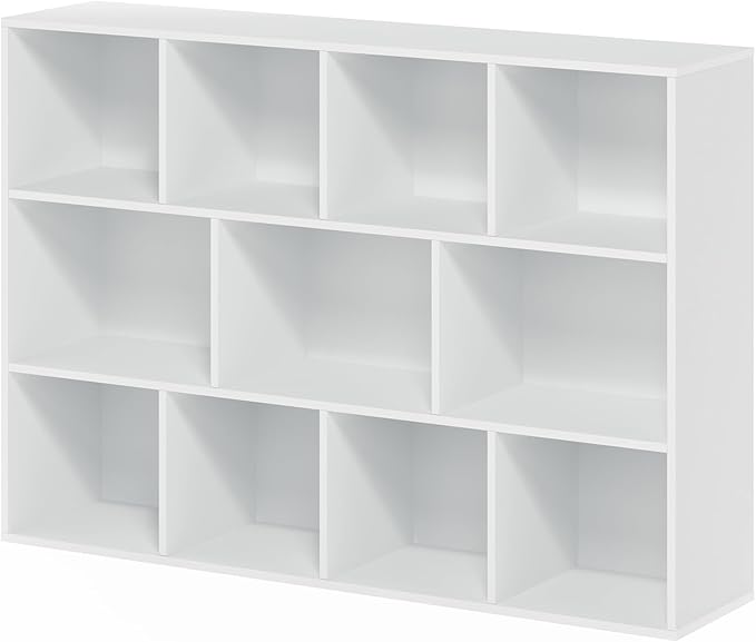 Furinno Luder Bookcase / Book / Storage , 11-Cube, White-NeatNest