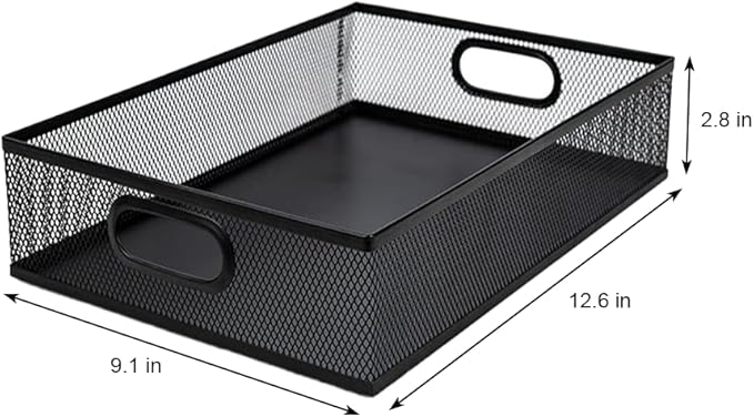 2 Pcs Heavy-Duty Metal Mesh Desk Organizer Tray, A4 Large Office Storage Box Set, 12.6X 9.1 x 2.8Inches, Large Capacity for Home and Office Supplies-NeatNest