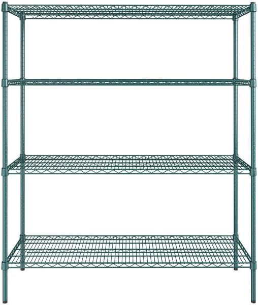 21" x 54" NSF Green Epoxy 4-Shelf Kit with 64" Posts, Heavy Duty Storage Shelving, Wire Shelving Kit, NSF Commercial Storage Rack Unit