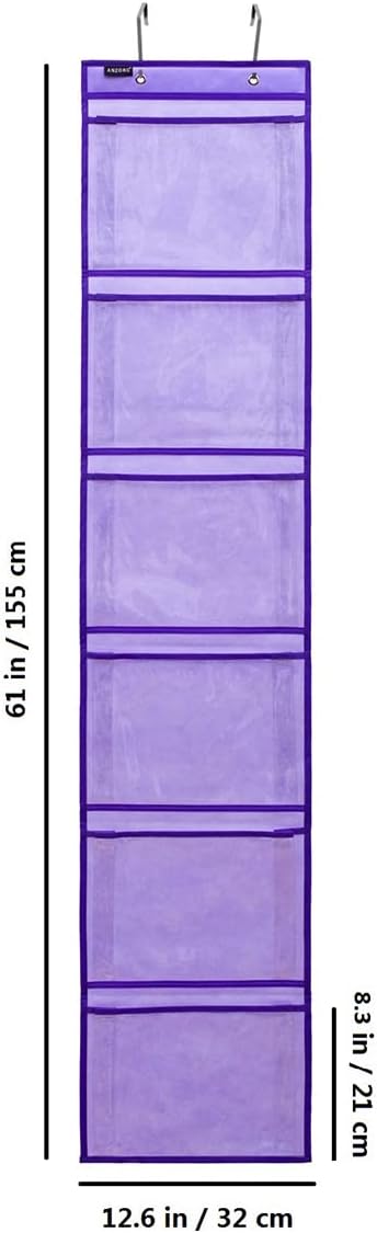 Extra Large Pockets Shoe Organizer for Closet Over The Narrow Door Hanging Shoe Holder Storage (6 Large Pockets-Purple)-NeatNest