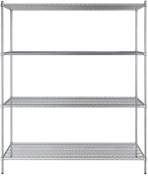 24" x 72" NSF Stainless Steel 4-Shelf Kit with 86" Posts, Heavy Duty Storage Shelving, Wire Shelving Kit, NSF Commercial Storage Rack Unit
