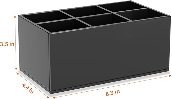 HIIMIEI Black Makeup Brush Holder Organizer Acrylic 6-Slots Cosmetic Brushes Storage Organizer for Vanity Countertop-NeatNest