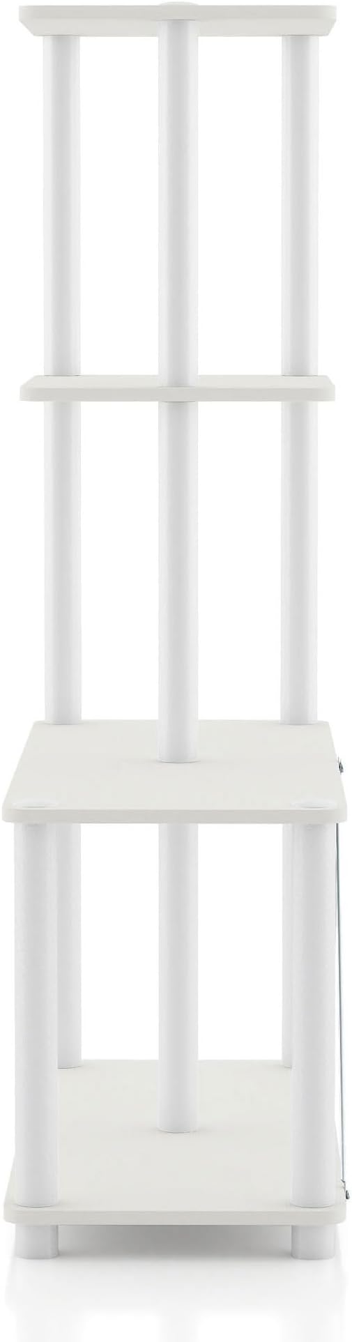HOMES: Inside + Out Apexa Modern 4-Cube Ladder Shelving Units, Collectibles Display Shelves, Easy Assembly Standing Shelf, Home Storage Organizer for Living Room, Bedroom, Office, White