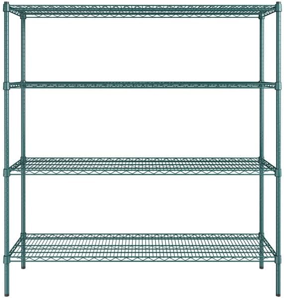 18" x 60" NSF Green Epoxy 4-Shelf Kit with 64" Posts, Heavy Duty Storage Shelving, Wire Shelving Kit, NSF Commercial Storage Rack Unit