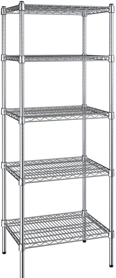 18" x 24" NSF Chrome 5-Shelf Kit with 72" Posts, Commercial Storage Rack Unit, Heavy Duty Storage Shelving, Wire Shelving Kit, Adjustable Rack Strong Steel, Multipurpose Wire Shelf