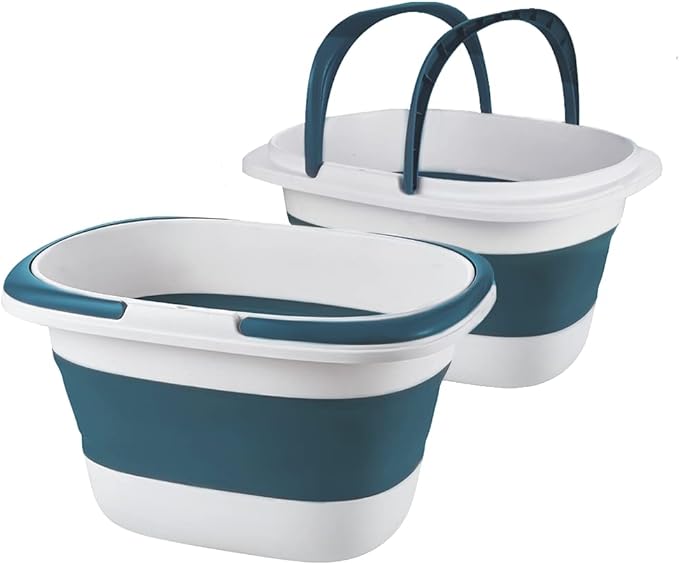 2 Pack Large Collapsible Mop Bucket 4.2 Gallon(16L) with Handle for House Cleaning, Space Saving Outdoor Multiuse Foldable Water Pail for Camping, Fishing, RV(2, Blue)-NeatNest