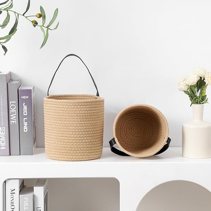 2-Pack Jute Rope Wall Baskets,small Woven Fern Storage Hanging Rope Basket,Bohe Storage Basket for Organizing Daily Essentials Flower Plants Wall Basket Decor
