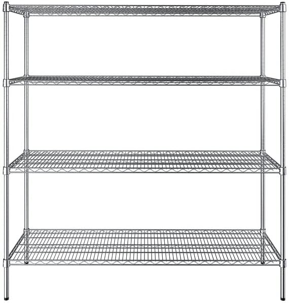 21" x 60" NSF Chrome 4-Shelf Kit with 64" Posts, Heavy Duty Storage Shelving, Wire Shelving Kit, NSF Commercial Storage Rack Unit